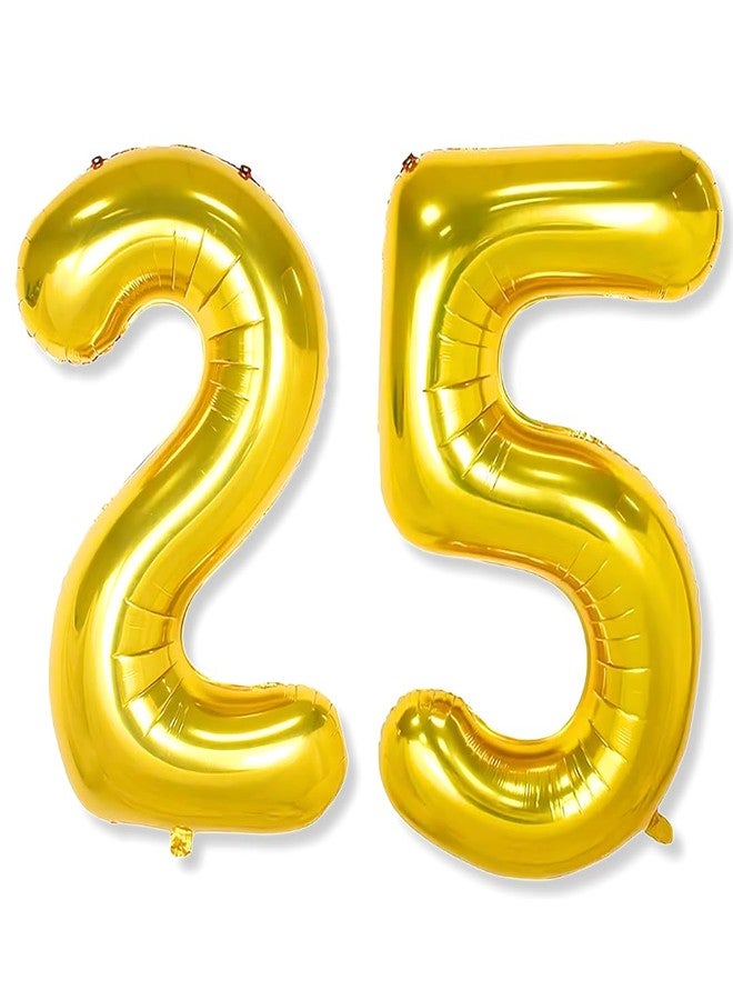 Flyloons 25 number Golden Foil Balloon 16 inch Size Birthday Decoration Items Pack of 2 | 25th Year Balloons | Twenty Five - Image 1